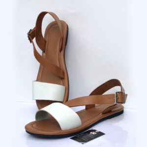 White-and-brown-cross-sandals Modern two-tone aesthetic sandals for ladies