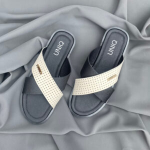 Black-and-white-cross-leather Cross leather slide for men Three colors