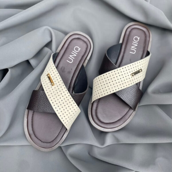Cross leather slide for men Three colors