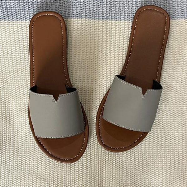 Notched Strap grey slipper for ladies